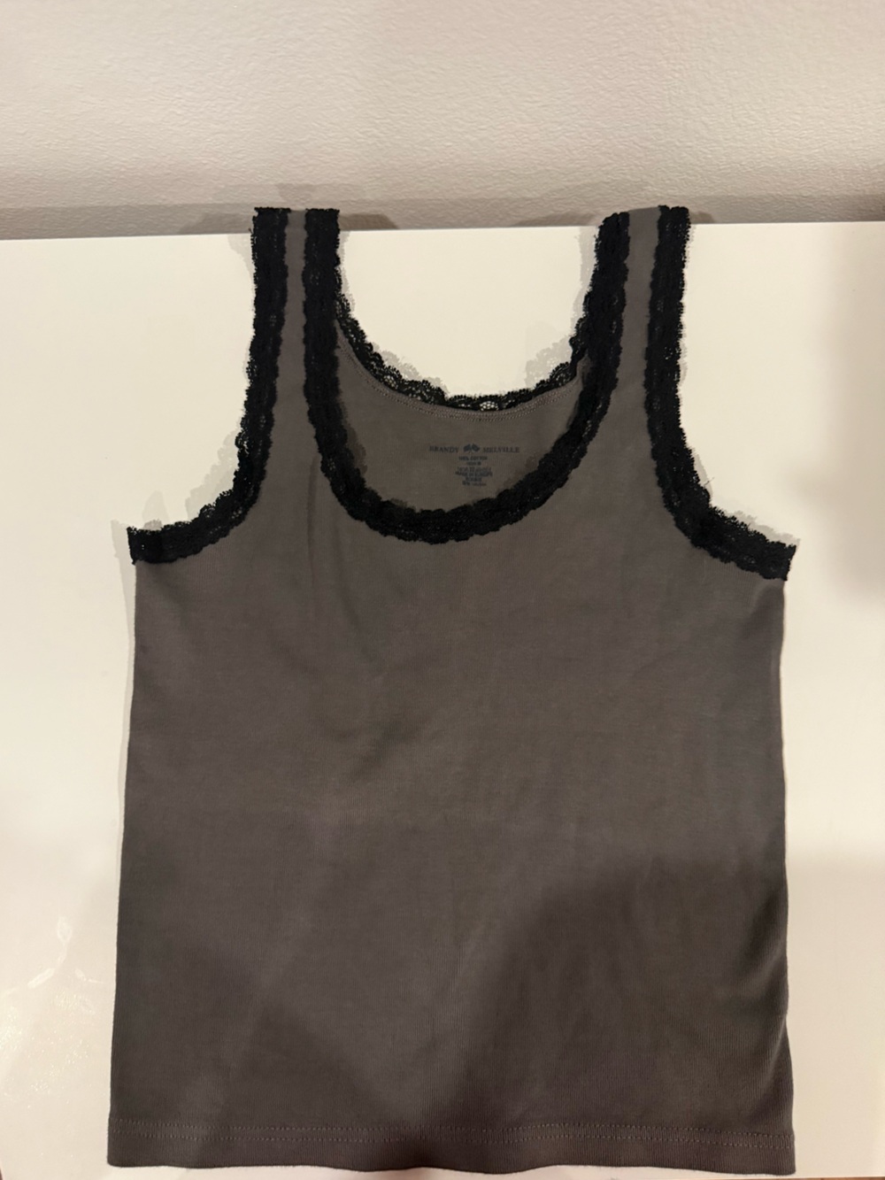 Brandy Melville Women's Lace-Trim Tank Top - Gray
